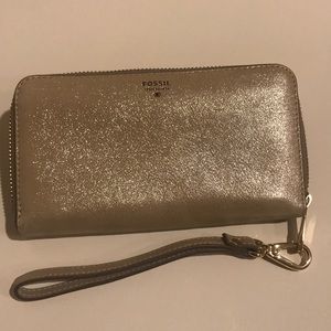 Fossil Gold Leather Wallet Wristlet
